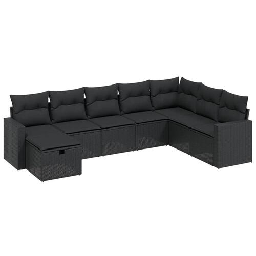 Sofasæt til haven 8 dele med hynder polyrattan sort