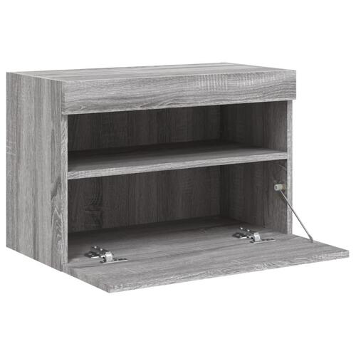 Væghængt tv-bord m. LED-lys 60x30x40 cm grå sonoma-eg
