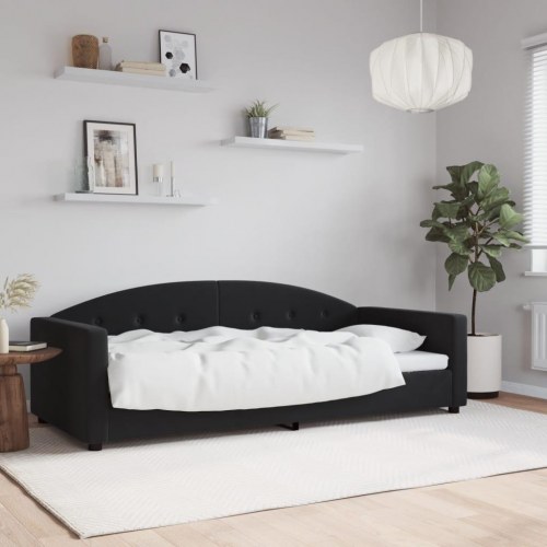 Daybed 90×190 cm i velour - sort sovesofa til stue og soveværelse