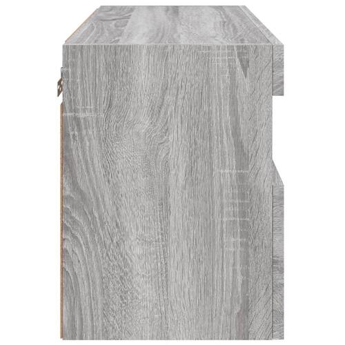 Væghængt tv-bord m. LED-lys 60x30x40 cm grå sonoma-eg