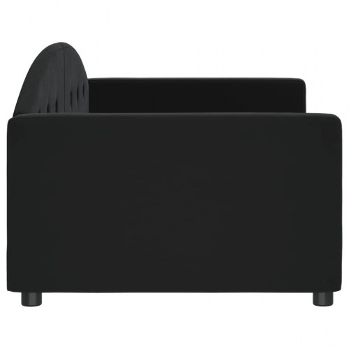 Daybed 90×190 cm i velour - sort sovesofa til stue og soveværelse