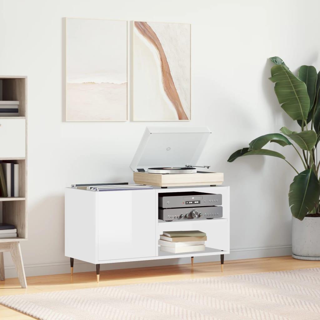 Vinylskab 85x38x48 cm konstrueret træ hvid højglans