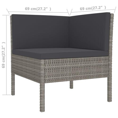 Loungesæt til haven 9 dele med hynder polyrattan grå