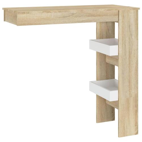 Væghængt barbord 102x45x103,5 cm konstrueret træ hvid sonoma-eg