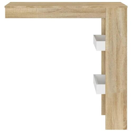 Væghængt barbord 102x45x103,5 cm konstrueret træ hvid sonoma-eg