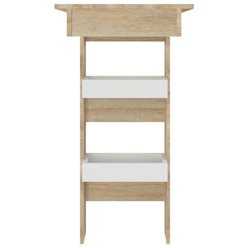 Væghængt barbord 102x45x103,5 cm konstrueret træ hvid sonoma-eg