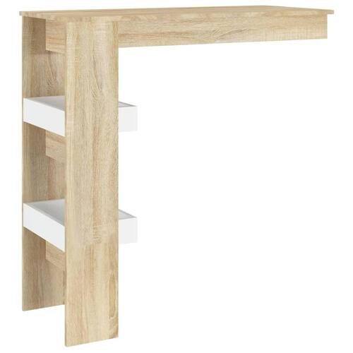 Væghængt barbord 102x45x103,5 cm konstrueret træ hvid sonoma-eg