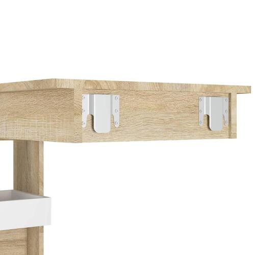 Væghængt barbord 102x45x103,5 cm konstrueret træ hvid sonoma-eg