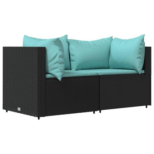 Hjørnemoduler til havesofa 2 stk. med hynder polyrattan sort