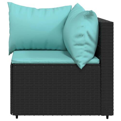 Hjørnemoduler til havesofa 2 stk. med hynder polyrattan sort