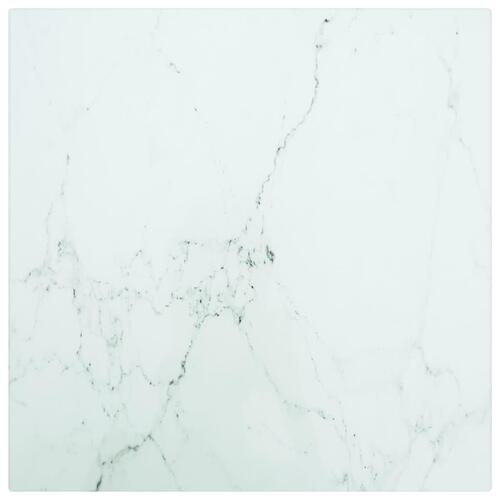 Bordplade 30x30 cm 6 mm hærdet glas med marmordesign hvid