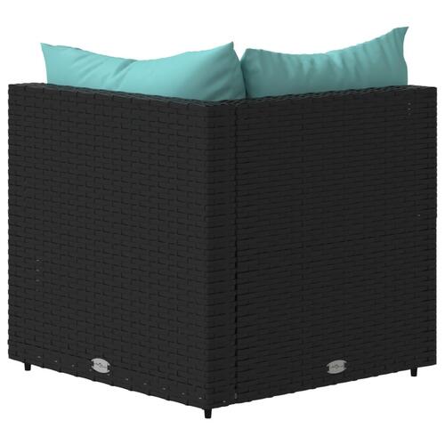 Hjørnemoduler til havesofa 2 stk. med hynder polyrattan sort