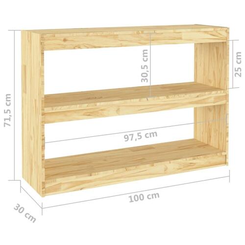 Bogreol/rumdeler 100x30x71,5 cm massivt fyrretræ