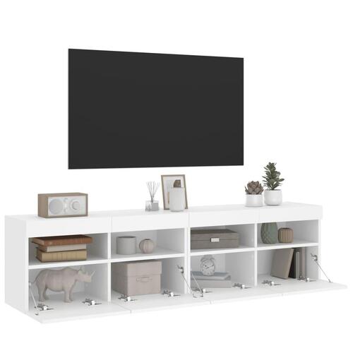 Væghængte tv-borde 2 stk. med LED-lys 80x30x40 cm hvid