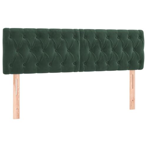 Sengegavl med LED-lys 160x7x78/88 cm velour mørkegrøn