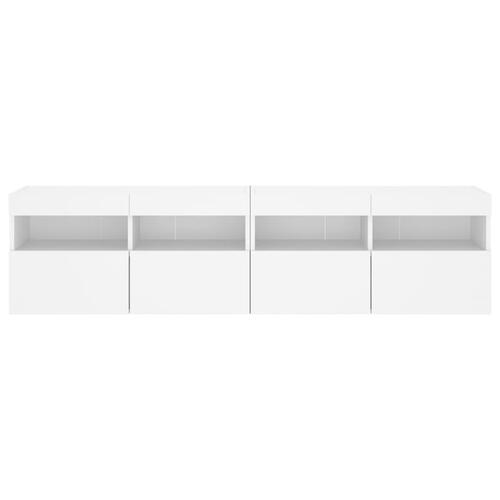 Væghængte tv-borde 2 stk. med LED-lys 80x30x40 cm hvid