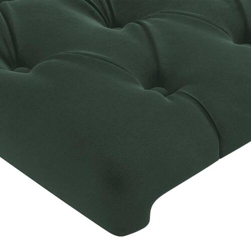 Sengegavl med LED-lys 160x7x78/88 cm velour mørkegrøn