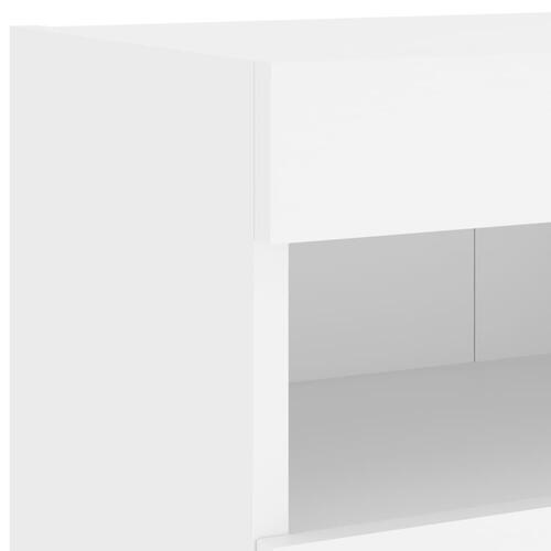 Væghængte tv-borde 2 stk. med LED-lys 80x30x40 cm hvid