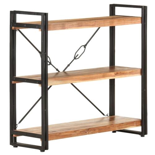 Bogreol m. 3 hylder 90x30x80 cm massivt akacietræ