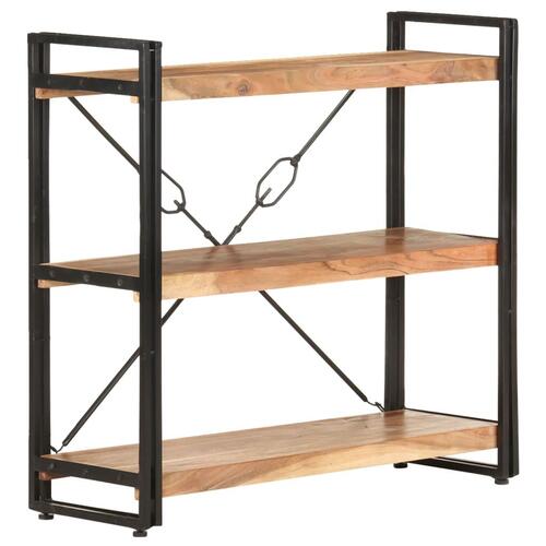 Bogreol m. 3 hylder 90x30x80 cm massivt akacietræ