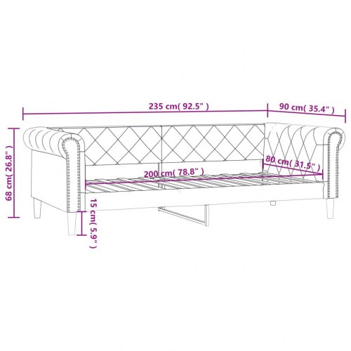 Daybed 80×200 cm i kunstlæder - cappuccino