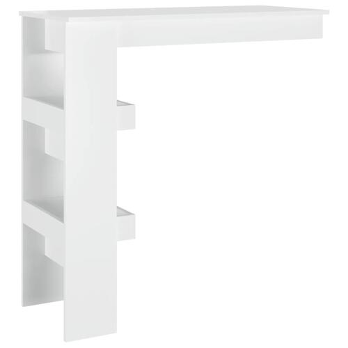 Væghængt barbord 102x45x103,5 cm konstrueret træ hvid højglans