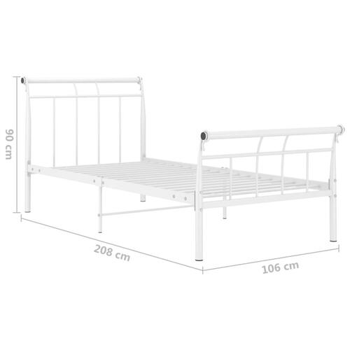 Sengestel 100x200 cm metal hvid