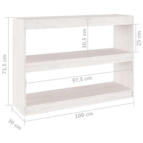 Bogreol/rumdeler 100x30x71,5 cm fyrretræ hvid
