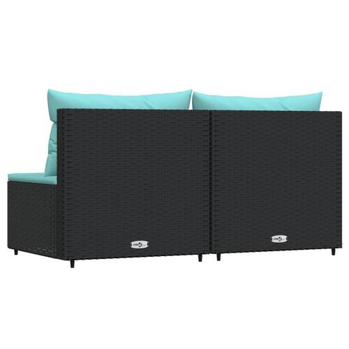 Midtermoduler til havesofa 2 stk. med hynder polyrattan sort