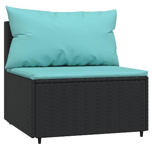 Midtermoduler til havesofa 2 stk. med hynder polyrattan sort