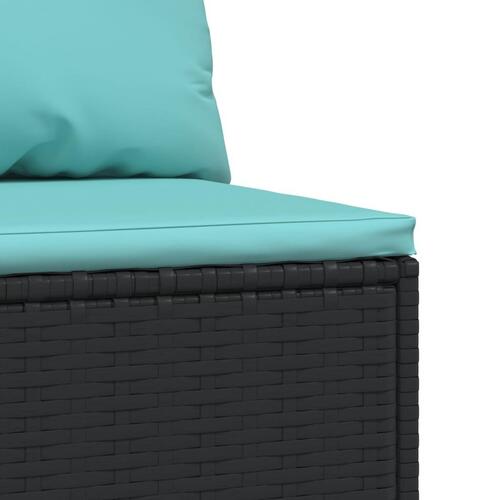 Midtermoduler til havesofa 2 stk. med hynder polyrattan sort