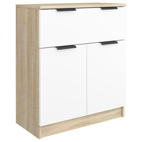 Skænk 60x30x70 cm konstrueret træ hvid og sonoma-eg
