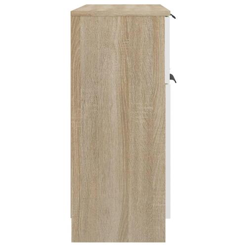 Skænk 60x30x70 cm konstrueret træ hvid og sonoma-eg