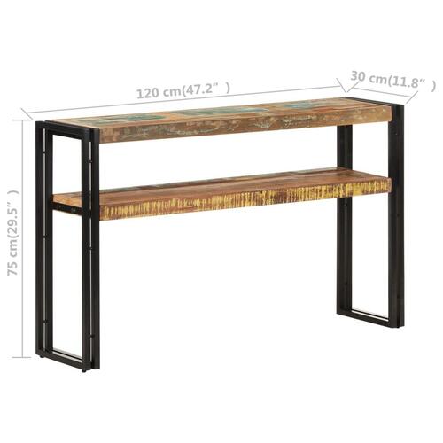 Konsolbord 120x30x75 cm massivt genbrugstræ