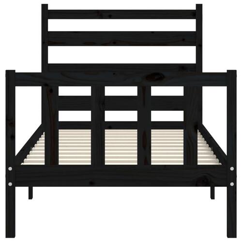 Sengeramme med sengegavl Small Single massivt træ sort