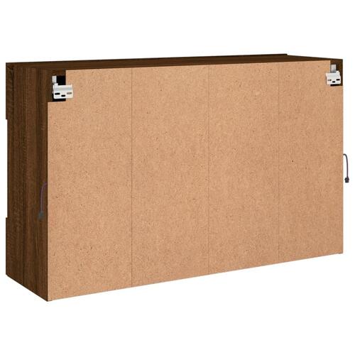 Væghængt tv-bord med LED-lys 98,5x30x60,5 cm brun egetræsfarve