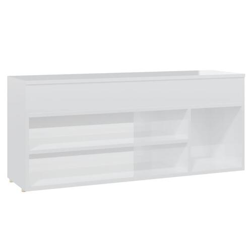 Skobænk 105x30x45 cm spånplade hvid højglans