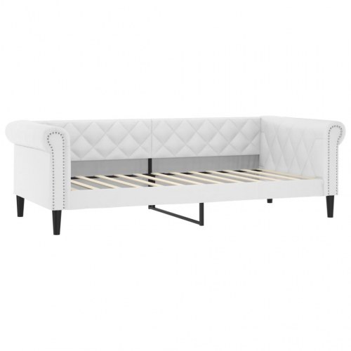 Daybed 90x200 cm i hvidt kunstlæder - sovesofa/gæsteseng