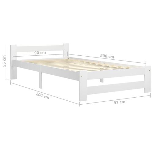Sengestel 90x200 cm massivt fyrretræ hvid