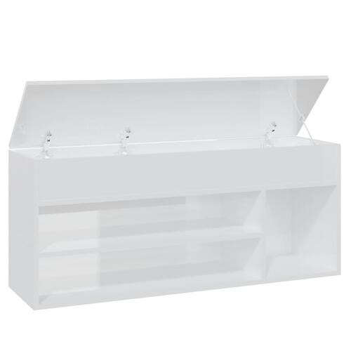 Skobænk 105x30x45 cm spånplade hvid højglans