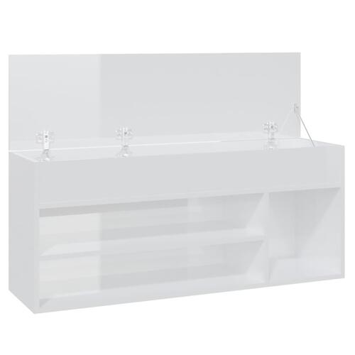 Skobænk 105x30x45 cm spånplade hvid højglans