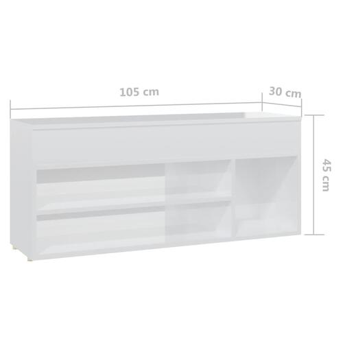 Skobænk 105x30x45 cm spånplade hvid højglans