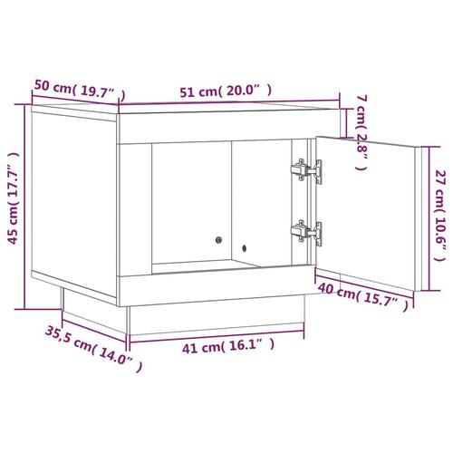 Sofabord 51x50x45 cm konstrueret træ hvid