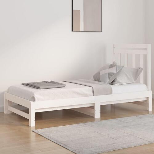 Daybed med udtræk 2x(90x190) cm massivt fyrretræ hvid