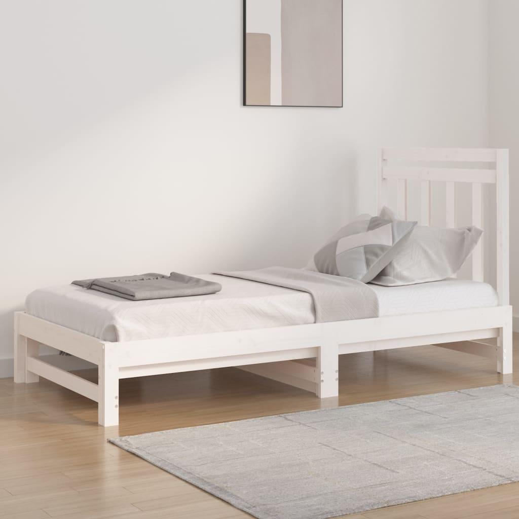 Daybed med udtræk 2x(90x190) cm massivt fyrretræ hvid