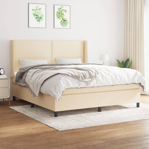 Kontinentalseng med madras 180×200 cm - stof, cremefarvet