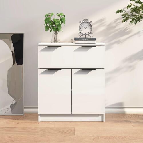 Skænk 60x30x70 cm konstrueret træ hvid højglans
