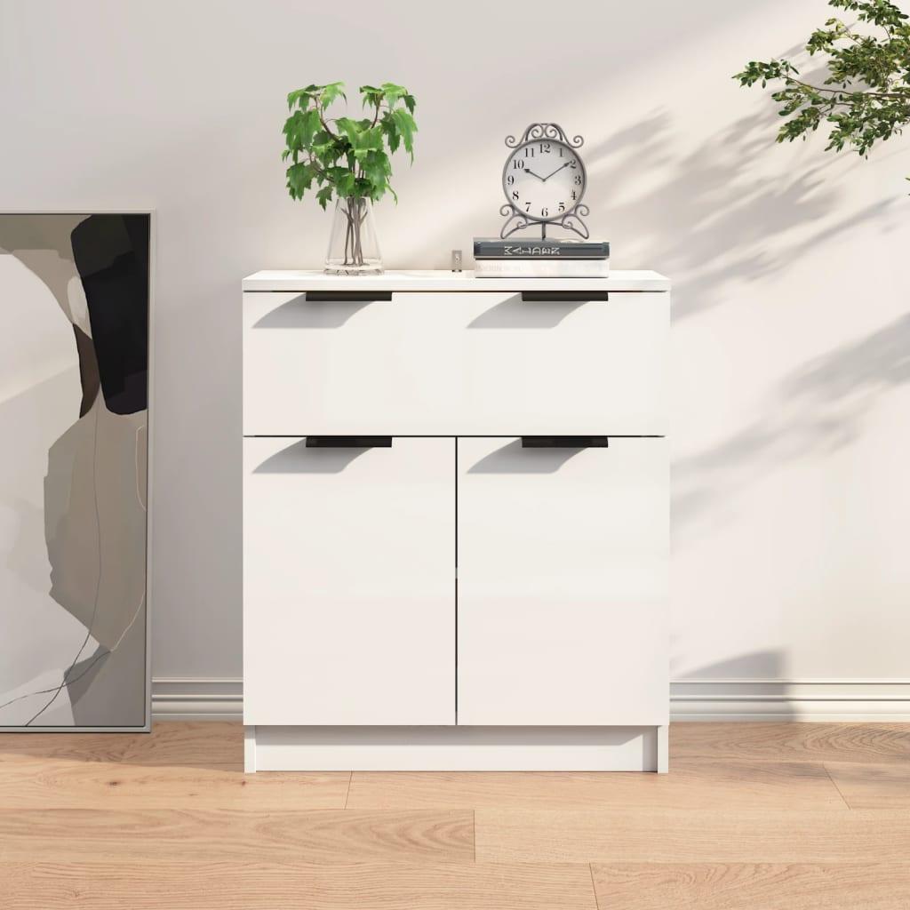 Skænk 60x30x70 cm konstrueret træ hvid højglans