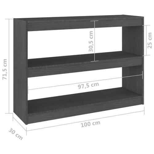 Bogreol/rumdeler 100x30x71,5 cm fyrretræ grå
