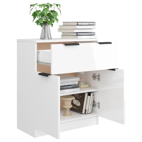 Skænk 60x30x70 cm konstrueret træ hvid højglans